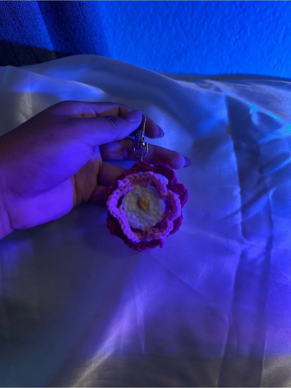 Crochet flower keychain